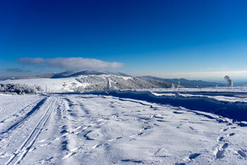 Fototapeta na wymiar Markstein ski resort on a cold sunny day.