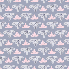 Modern seamless leaf pattern with blue background