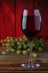 red wine and grapes