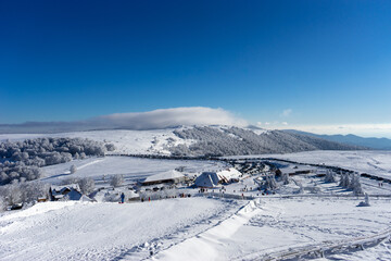 Markstein ski resort on a cold sunny day.