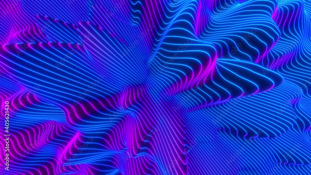 Poster abstract colorful wavy background in bright neon blue and purple colors. modern colorful wallpaper. 