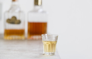 Alcoholic spirits and drinks concept background, with copy space