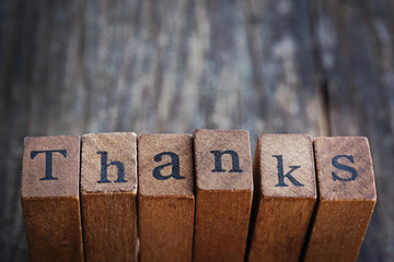 type blocks with the word Thanks