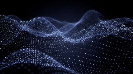 Big Data Vizualisation concept. Information represented as a High Tech Futuristic Particle Network. Abstract background. 3D render