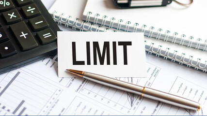 Word text Limit on white paper card, business concept