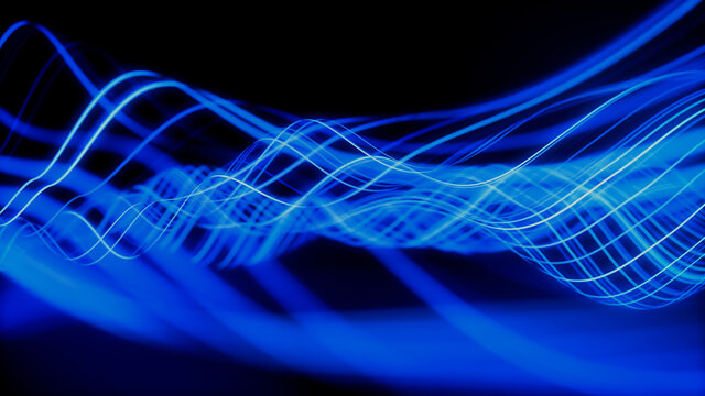 Big Data Vizualisation concept. Information represented as a High Tech Futuristic Flow Line waves. Abstract background. 3D render