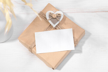 Valentines gift with empty card for text, zero waste style