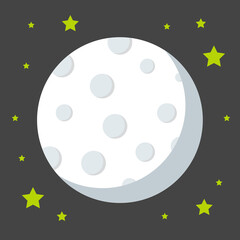 Moon in flat design style. Vector illustration.