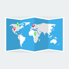 Fototapeta na wymiar World travel map. Vector illustration.