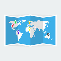 World travel map. Vector illustration.