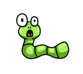 Stylized Adorable Surprised Green Worm