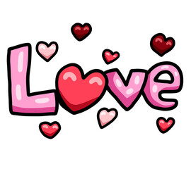Stylized Cartoon Love Sign Doodle