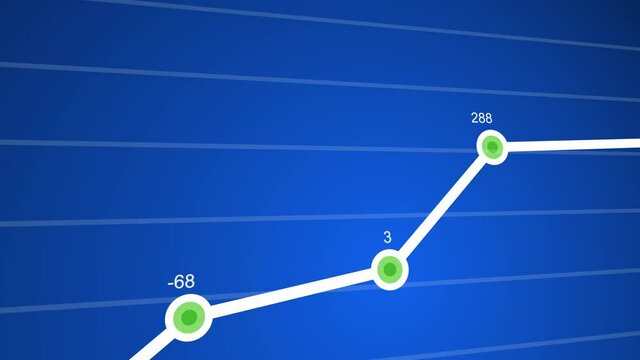 Animation of line graph incrasing on a faded blue background. business concept increasing in sales.