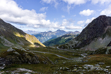 Fototapeta na wymiar The alpine landscapes of Valpelline near the town of Aosta, Italy - August 2020.