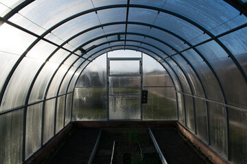 inside empty greenhouse