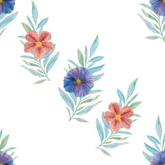 Botanical seamless pattern. Watercolor illustration of flowers. bouquets of flowers for printing, print, wrapping paper, textiles.