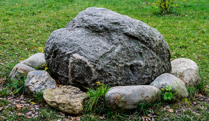 stone in the grass