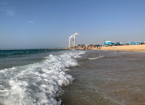 Wave in profile on the Mediterranean sea coast