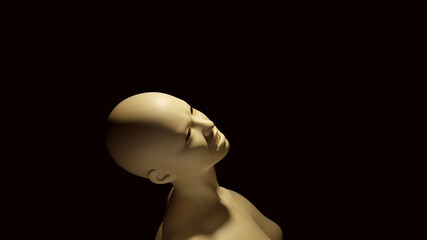 Non-Binary Female Male White Cream Bone Colour Bust Head Back and Shoulders 3d illustration