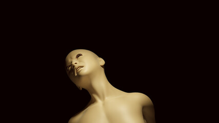 Non-Binary Female Male White Cream Bone Colour Bust Head Back and Shoulders 3d illustration