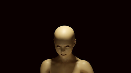 Female Angry Bust White Cream Bone Colour 3d illustration