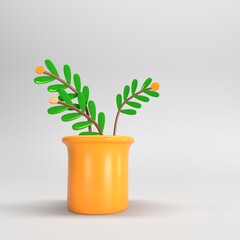  Brote de riego. Planta verde con monedas.