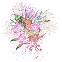 Fototapeta premium Composition with Indian plant decoration. Isolated on a white background.