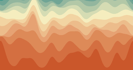 Abstract waves background. Loopable smoothly moving curves in blue orange colors. Captivating footage.