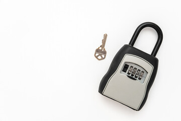 Real Estate Lock Box with a key with copy space