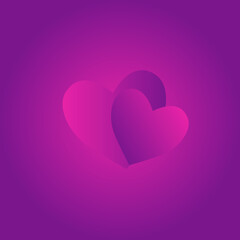 volumetric hearts on a pink background, happy valentines day