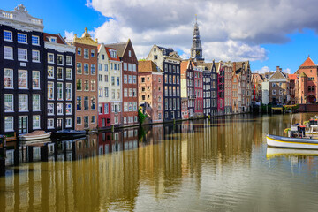 Amsterdam city center on Damrak, Netherlands