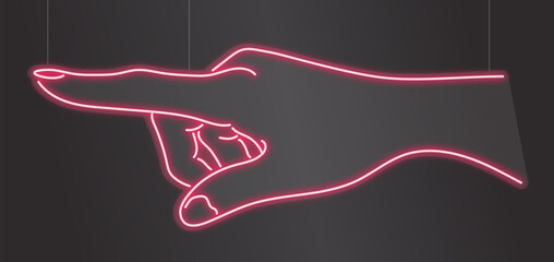 Vector Neon Sign Finger Point 