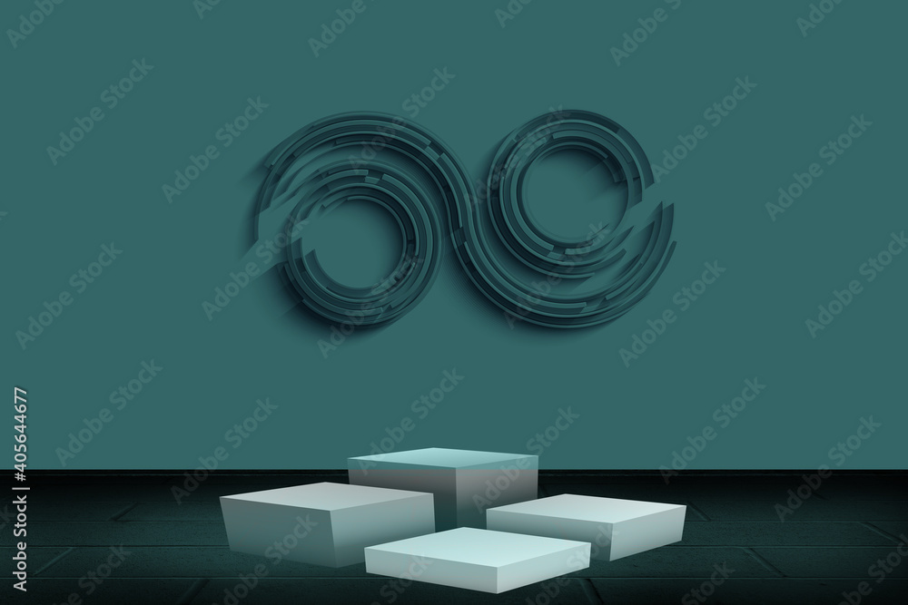 Aufkleber 3d rendering tidewater green color abstract background and patterns