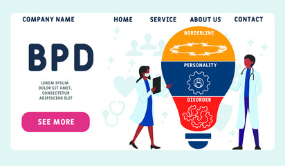 Vector website design template . BPD - Borderline Personality Disorder  acronym. medical concept background. illustration for website banner, marketing materials, business presentation, online 