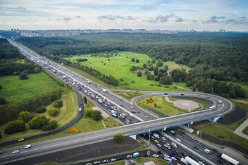 Aerial of highway interchange and junction