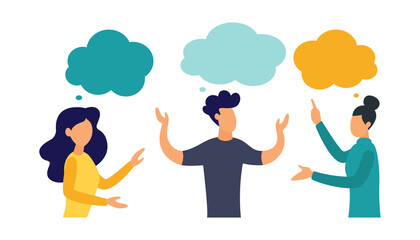 People with thoughts on a white background. Communication concept. Flat people chatting, dialogue illustration.