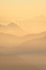 Mountain layers during sunset