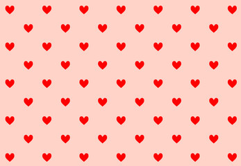 ベージュの背景に赤いハート模様の壁紙