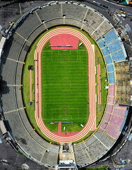 Quito, Ecuador, 6-12-2020: Aerial view of football stadium in Quito