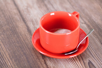 Red coffee cup and coffee powder inside