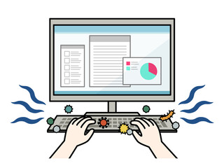 ウイルスや菌が付着しているパソコンキーボード