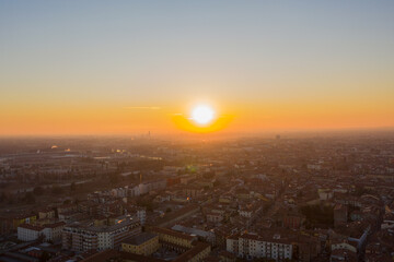the city of ancient verona seen from above at sunset