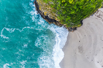 Aerial view of Lantic Bay at sunset, Polruan,Cornwall, United Kingdom