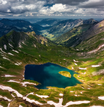 Aerial view of a lake near Hinterstein,  Allg&auml;uer Alpen, Germany