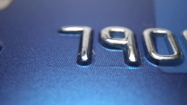 Close up macro of numbers on credit card