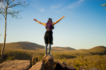 person on top of mountain
