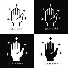 Clean Hand Icon Symbol Illustration. Hand Gesture Logo. Hygiene Virus Protection Design Vector Icons Set