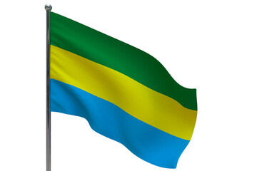 Gabon flag on pole icon