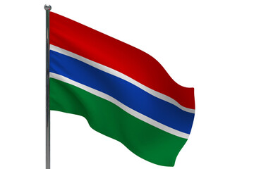 Gambia flag on pole icon