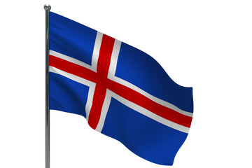Fototapeta premium Iceland flag on pole icon